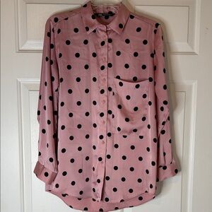 Pink Polka Dot Button-Up Shirt